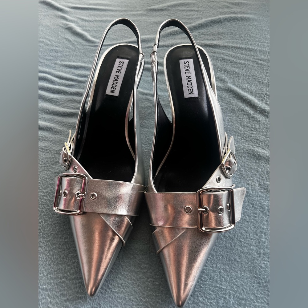 Steve Madden Silver Kitten Heel